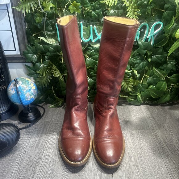 Vtg Frye 60s Classics Campus Boot Red Cognac Round Toe Men’s Size 10.5 EE Wide main image 6